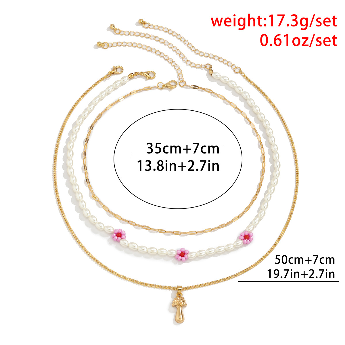 Creative alloy small mushroom pendant set necklace, retro and fashionable imitation pearl flower necklace, European and American cross-border jewelry Application Scenario