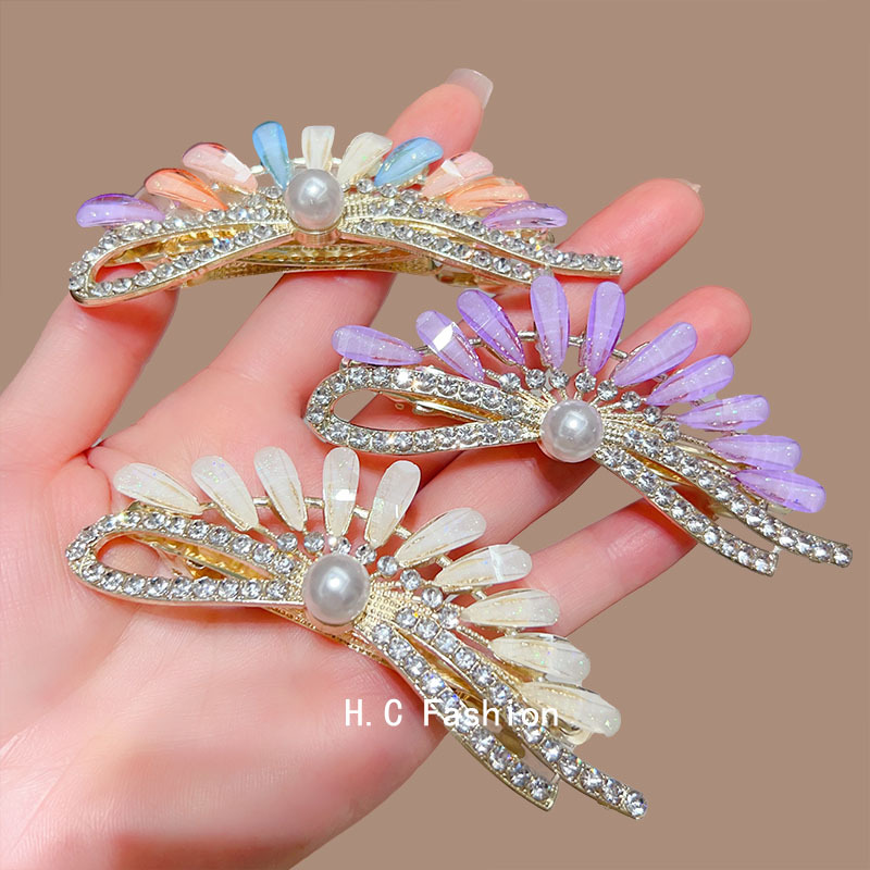 New color fan-shaped spring clip for women, a semi-tied hair bun for the back of the head, a high ponytail hair clip accessory Specification drawing