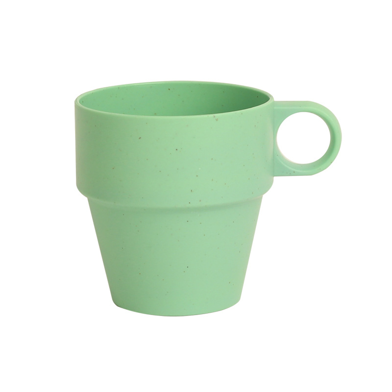 Cross-border wheat water cup, handle cup, home breakfast oat cup, kindergarten children's milk cup, gift round hole cup Item Picture