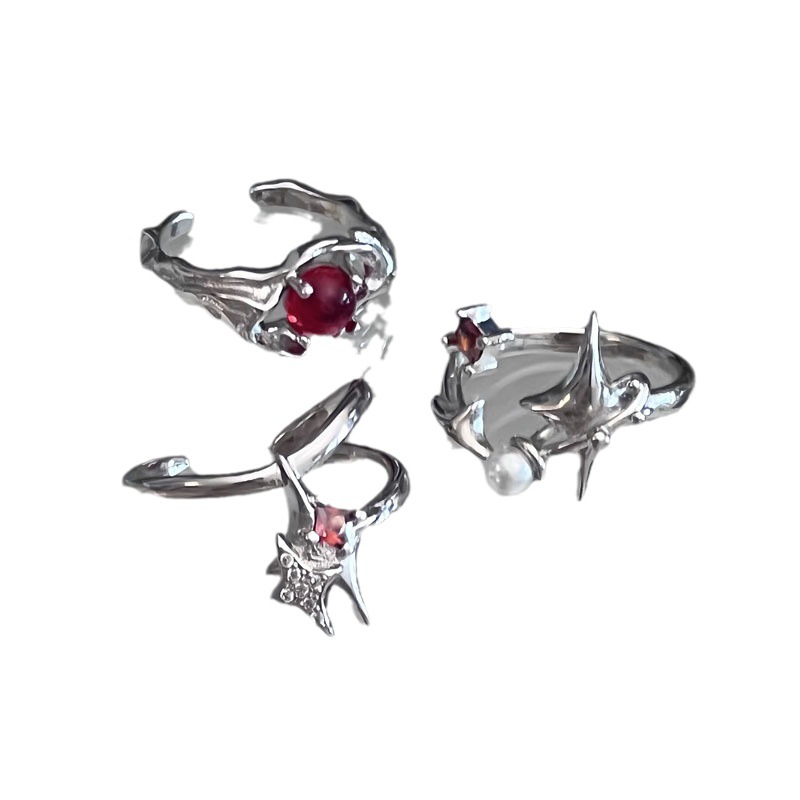 The irregular texture open ring with a unique European and American style, designed by actress Mang, is a hip-hop high-end and trendy ring for both men and women Item Picture