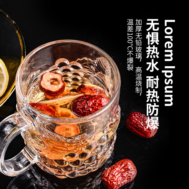 Thickened household glass water cups with handles, tea brewing cups, hotel and bar large draft beer cups, handle cups, beer mugs with large capacity Application Scenario