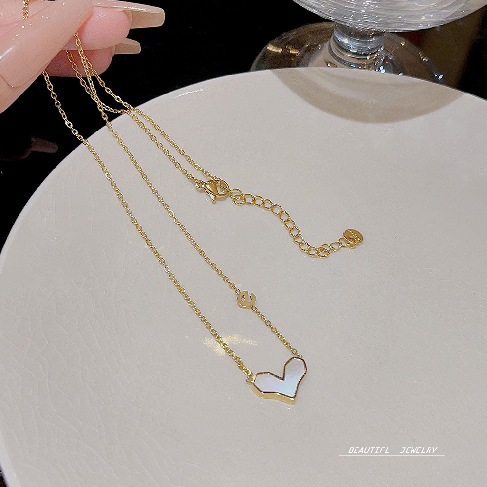 love Love Necklace, women's collarbone chain, design sense letter pendant, heart, Japanese and Korean titanium steel accessory Application Scenario