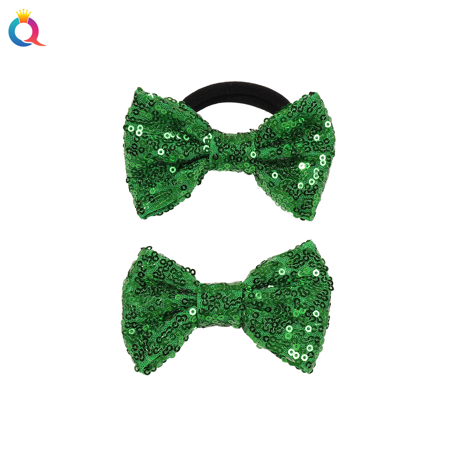 Qiyue Cross-border Sequined mesh bow tie, Bow clip, Girls' Cute Hair Tie, Hair rope, duckbill clip, hair accessory wholesale Item Picture