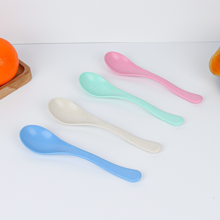 Amazon wheat straw small spoons, spoons, plastic soup spoons, tableware sets, children's spoons, dessert spoons, manufacturer wholesale details Picture