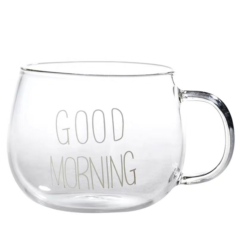 Breakfast cup, glass water cup, beverage cup, juice cup, transparent milk cup, coffee cup, glass cup with handle Item Picture