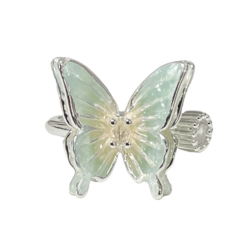 A light luxury silver-white bow geometric open-top ring with a simple, sweet, cool and niche design for women Item Picture