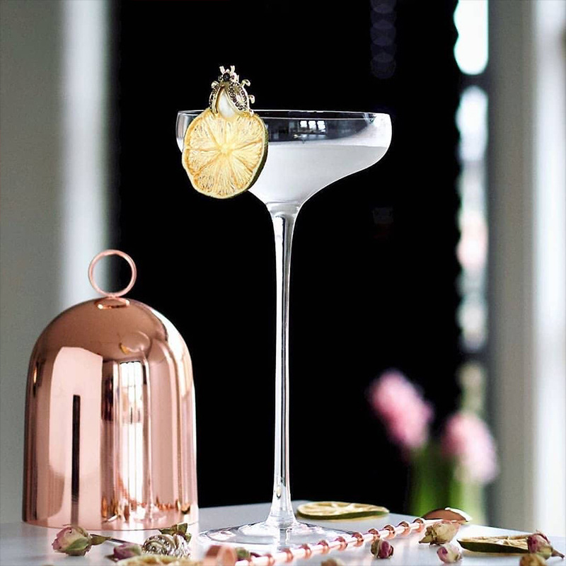 Japanese high-footed cocktail cups, high-end glass martini cups, personalized and creative height-adjustable ice cream cups Specification drawing