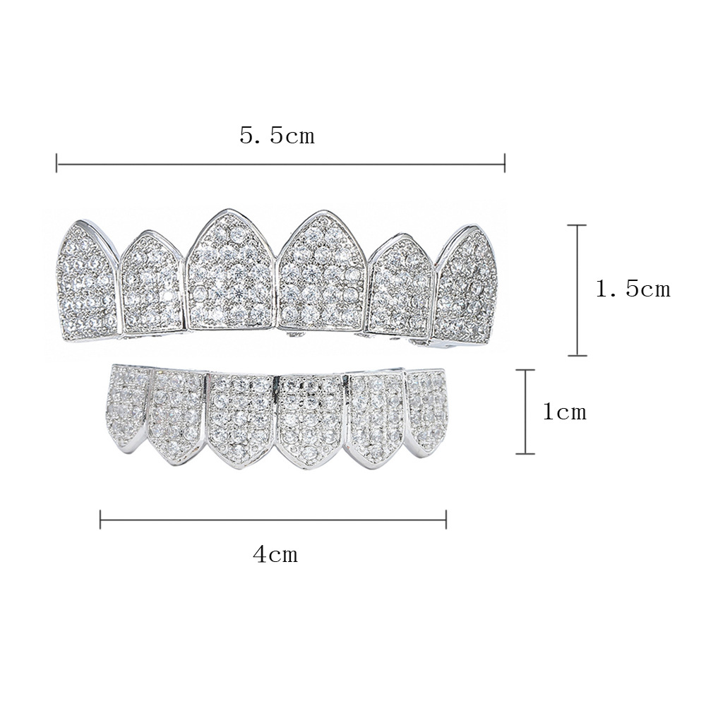 Hip-hop braces with copper inlays and zircon, rapper dentures and zircon teeth, street dance decorations are selling well Application Scenario