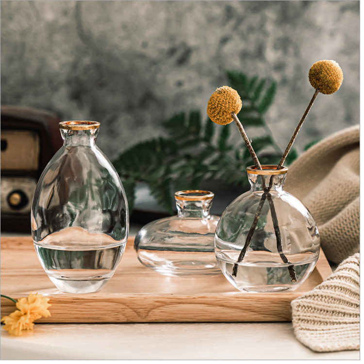 ins Minimalist Nordic style mini flower vase, bedroom balcony water-grown flower arrangement sample room desktop decoration piece details Picture