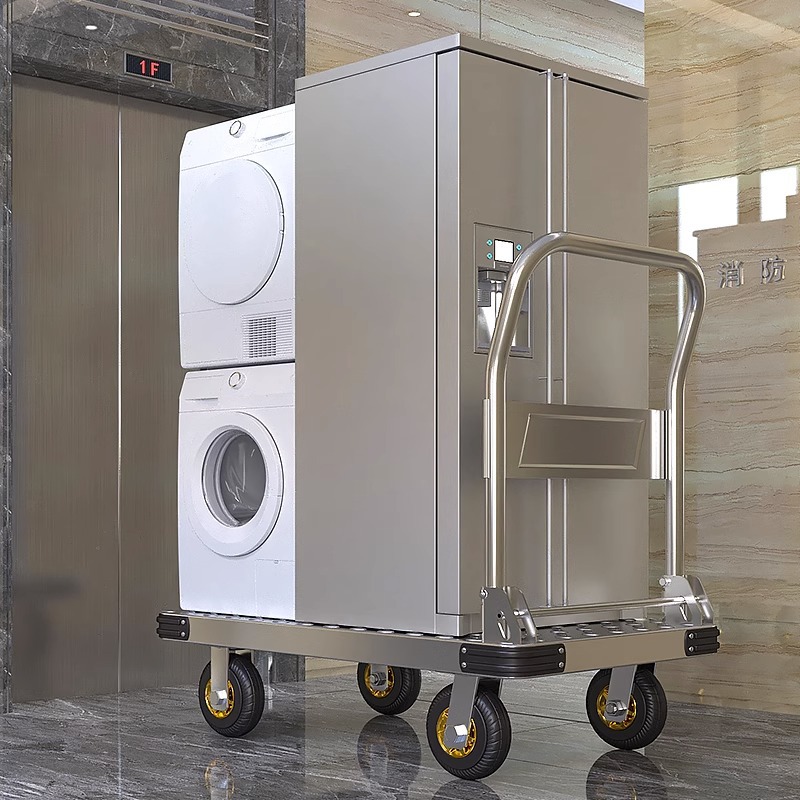Steel plate trolleys, cargo trailers, folding trolleys, household hand carts, handling carts, portable thick and heavy flatbed carts Application Scenario