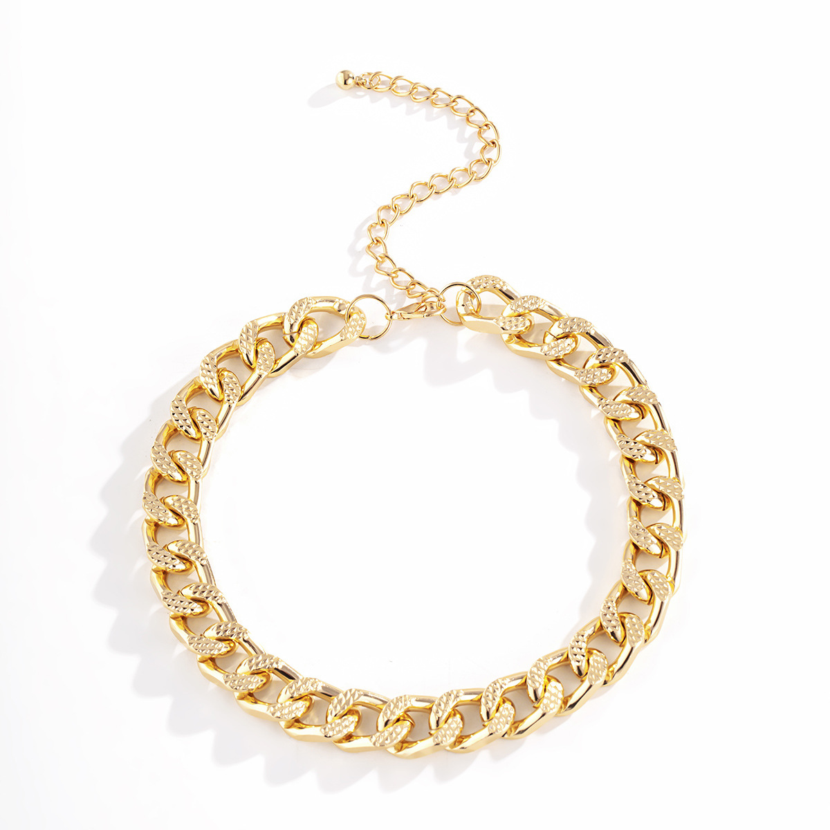 European and American cross-border jewelry punk hip-hop style aluminum chain pendant for women, simple single-layer retro matte chain necklace Specification drawing
