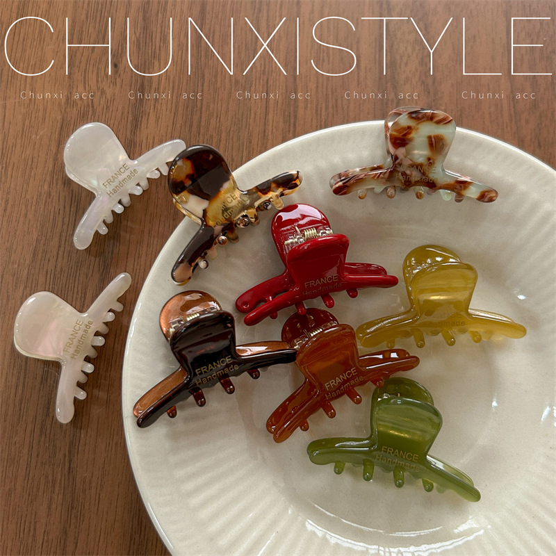 Acetic acid small hairpin, half-tied hair, shark hairpin, back of children's head, hair clip, small hair volume, hairpin, high-end headwear details Picture