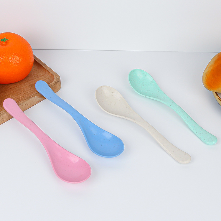 Amazon wheat straw small spoons, spoons, plastic soup spoons, tableware sets, children's spoons, dessert spoons, manufacturer wholesale Specification drawing