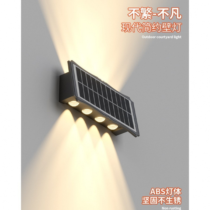 The new solar-powered wall-washing lamp is a landscape decoration for villas, balconies, gardens, fences, and outdoor wall lamps Application Scenario
