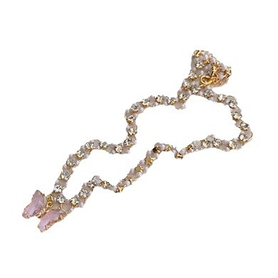 Summer rose quartz Butterfly choker necklace for women, new 2024 accessory, pearl necklace style collarbone chain Item Picture
