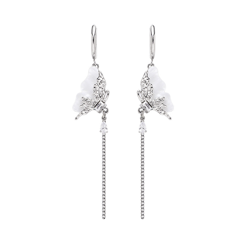 Cold ins white butterfly earrings 925 Autumn/Winter, high-end and super fairy-like stud earrings wholesale new fashionable and elegant earrings Item Picture