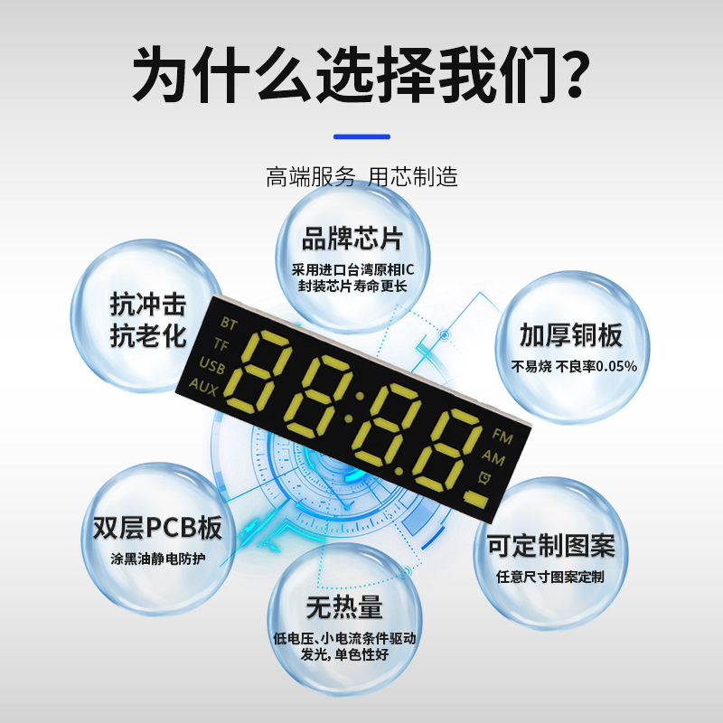 Direct sales of 4-digit digital tube LED digital display screens in stock, featuring both positive and negative, emerald green light, red light, blue light and white light Specification drawing