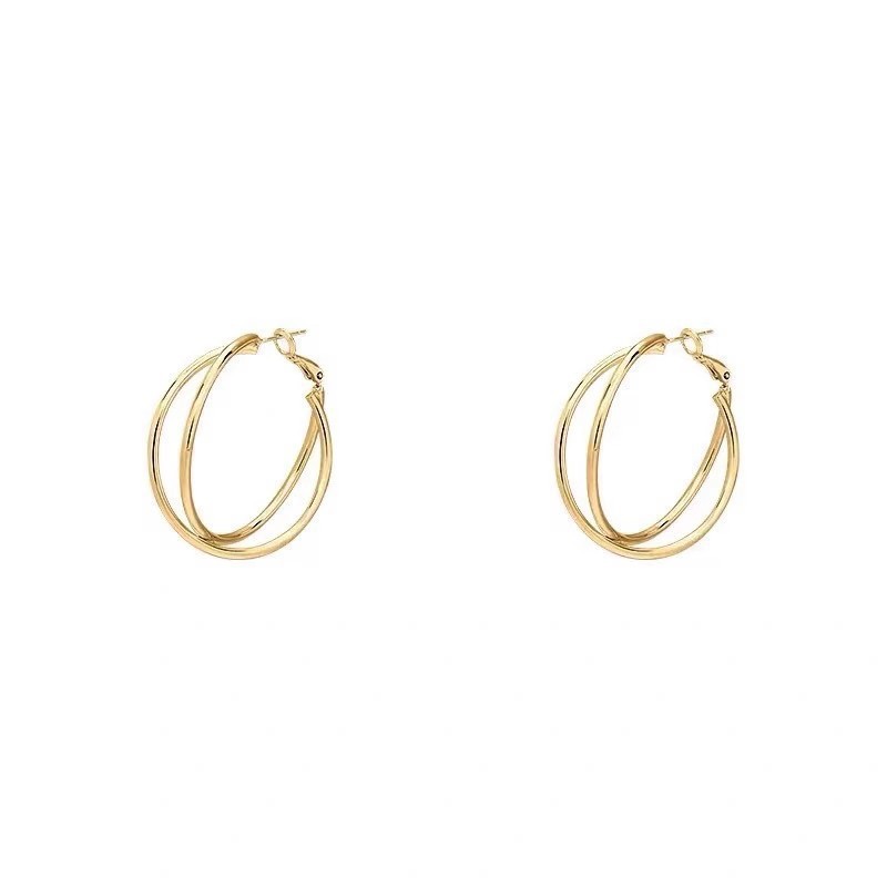 Exaggerated and unique European and American earrings for women, simple and versatile, with a cold style, cross large ear loops, ear buckles, cross-border ear studs and earrings Item Picture