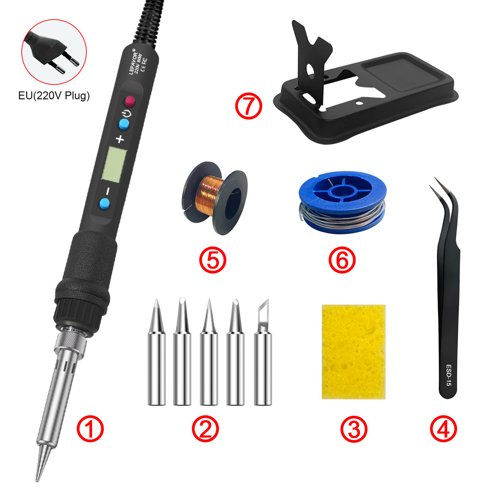 80W internal heating digital display adjustable temperature constant temperature soldering iron set, electric soldering pen, household repair tool undefined