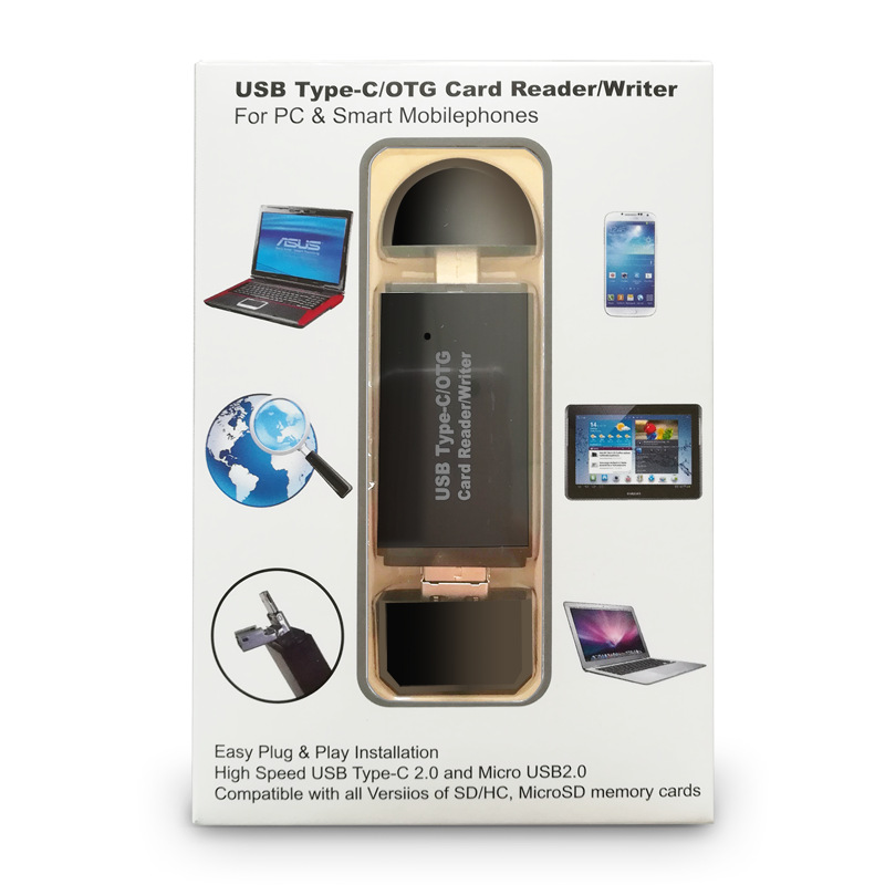 Wholesale of mobile phone card readers, otg multi-functional Type-C computer intelligent usb three-in-one TF card readers Item Picture