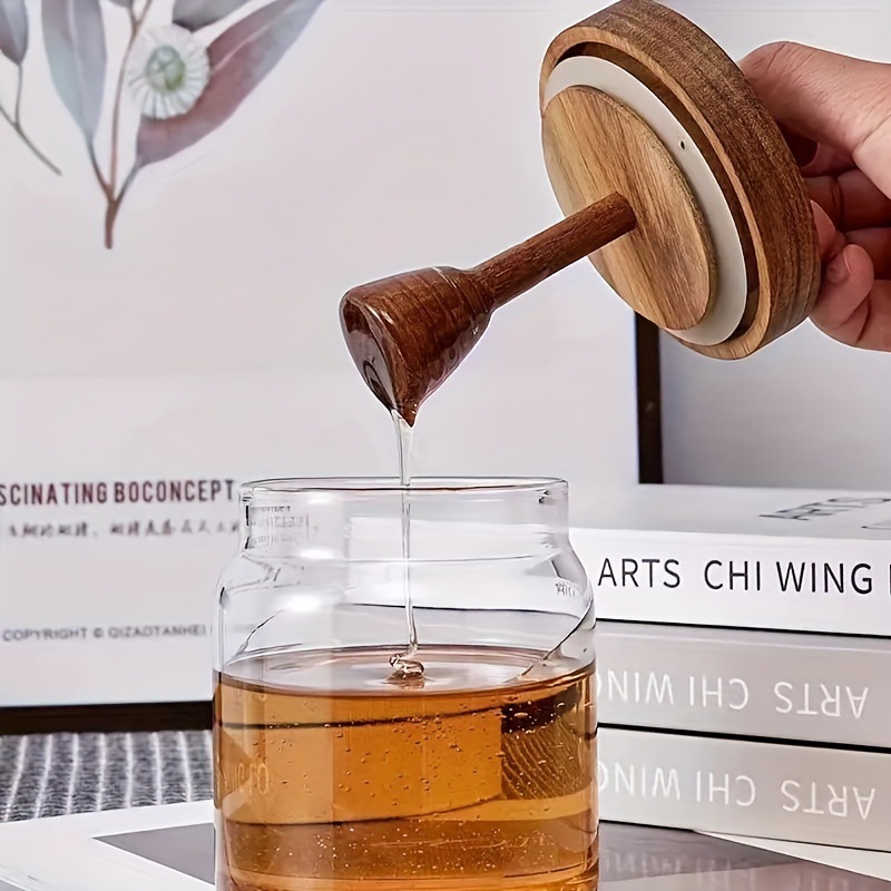 American honey jar, household wooden stirring rod, glass sealed jar manufacturer wholesale transparent honey storage jar details Picture