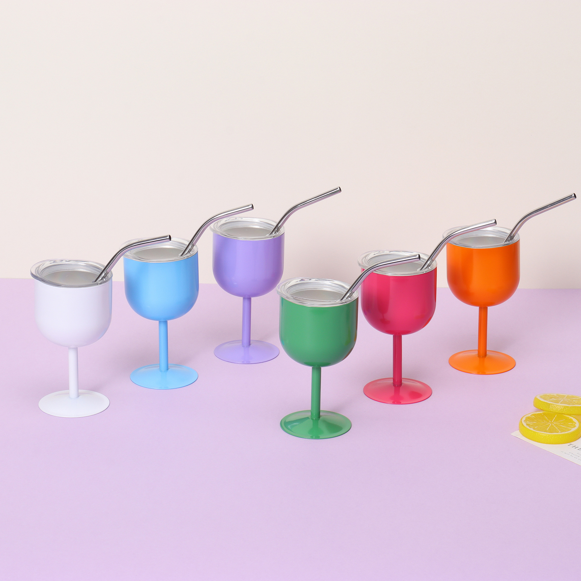 Cross-border 4oz tall glass with straw, candy and small spirits cup, 304 stainless steel vacuum double-layer mini champagne cup full figure