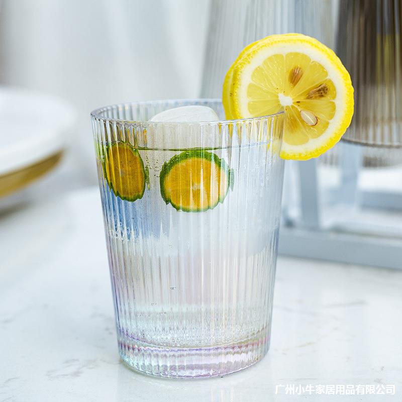 Japanese-style vertical striped gold-edge glass cups, ins style, high school girls' appearance level, household heat-resistant drinking cups, beer and beverage cups Application Scenario