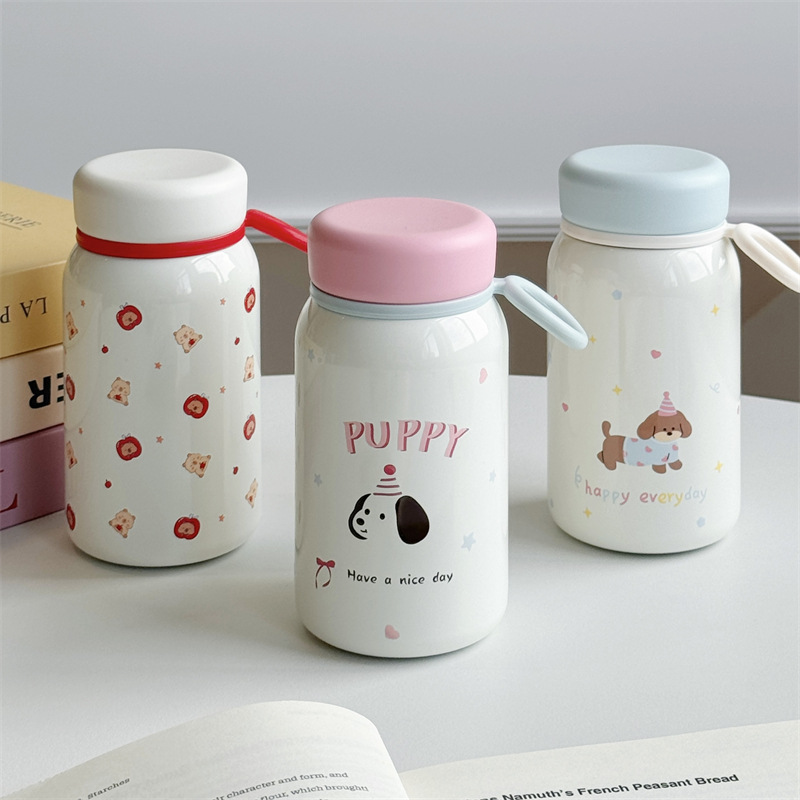 380ml small capacity pocket cup, mini and cute cartoon student and children's insulated cup, high appearance level birthday gift for girls Specification drawing