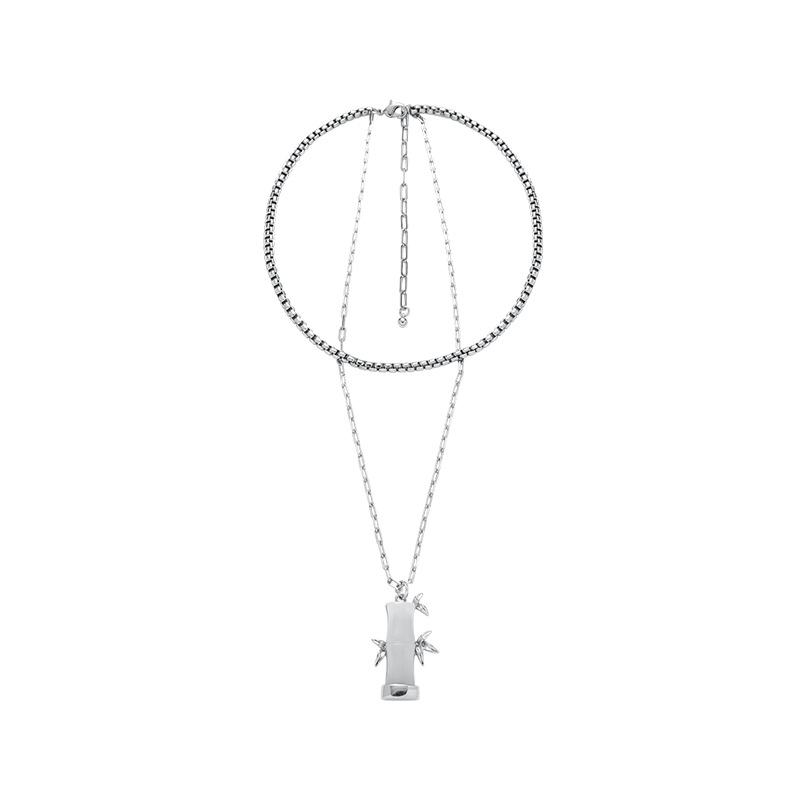 New Chinese-style bamboo joint double-layer necklace for women wholesale, InS-style retro and versatile collarbone chain, personalized, exquisite and fashionable accessory Item Picture