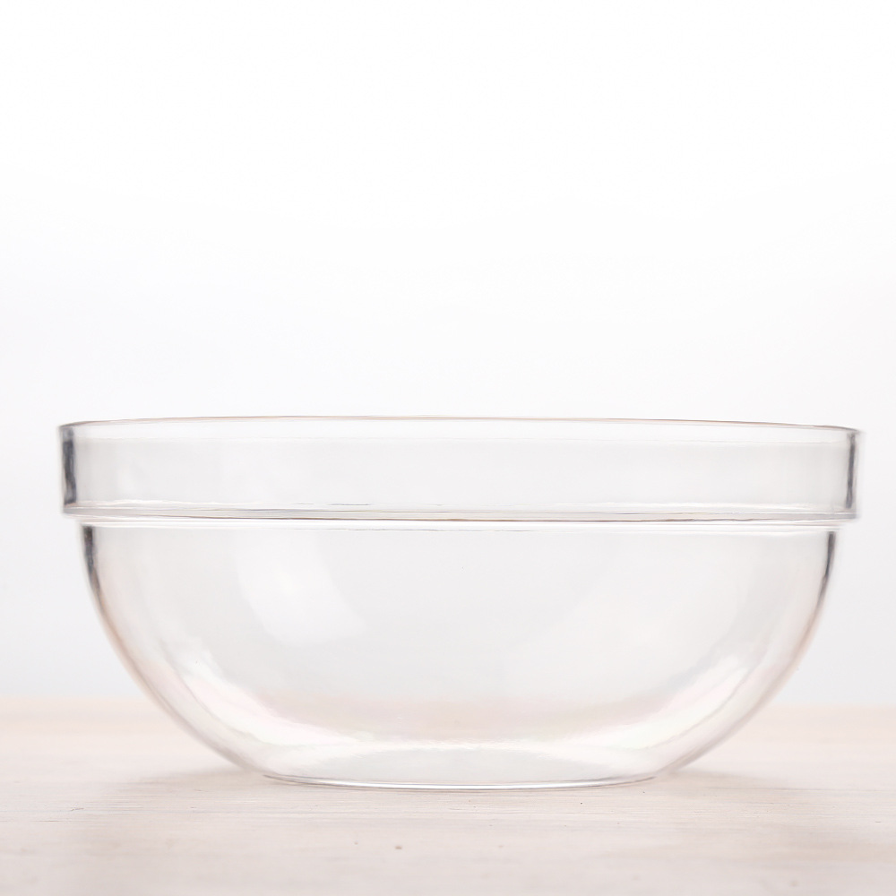 Transparent vegetable and fruit salad bowl, plastic round acrylic restaurant tea bowl, durable salad basin, slanted bowl Item Picture