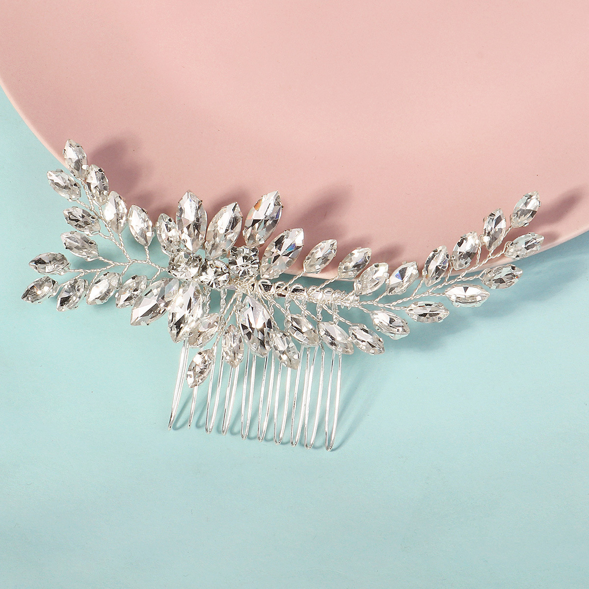 Cross-border new bride accessories: Horse eye water diamond insert comb, wedding performance updo hair accessory, high-end handcrafted comb for women details Picture