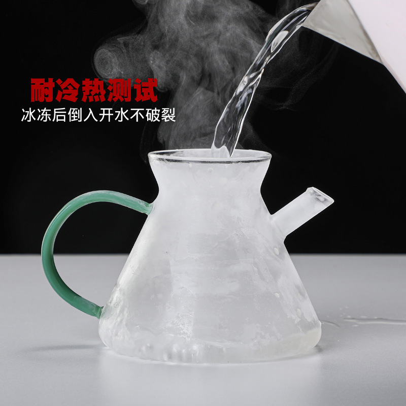 Glass tea and coffee teapot, high-temperature resistant teapot, thickened high borosilicate glass boiling teapot, sharing teapot tea brewing set manufacturer Specification drawing
