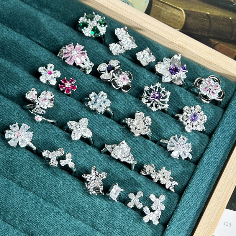 Camellia series full diamond flower, high-end, sweet and cool open ring, women's fashion, simple and cold style, niche ring full figure
