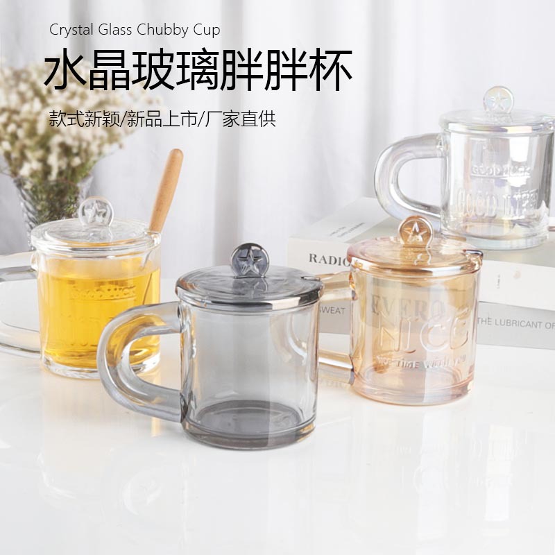 Wholesale of household glass cups with handles, commercial high-temperature resistant coffee cups, milk cups, and Ins-style beverage cups full figure