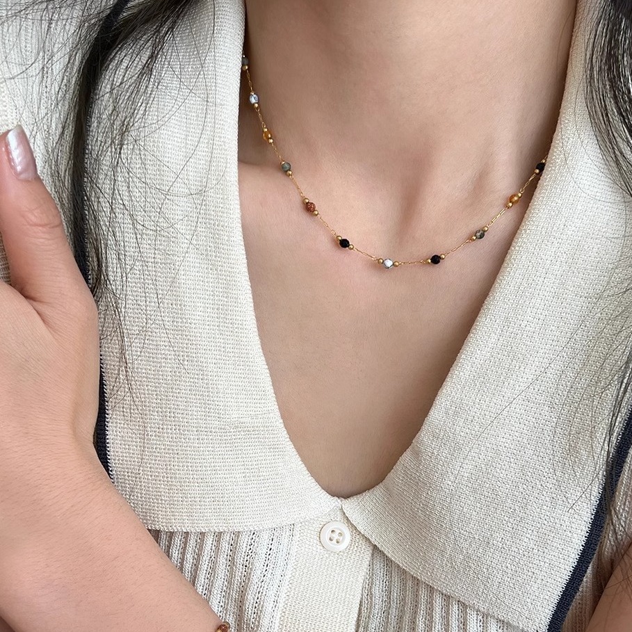New European and American fashion, niche design, individual and simple style, handcrafted beaded necklace, bracelet cover, collarbone chain for women Specification drawing