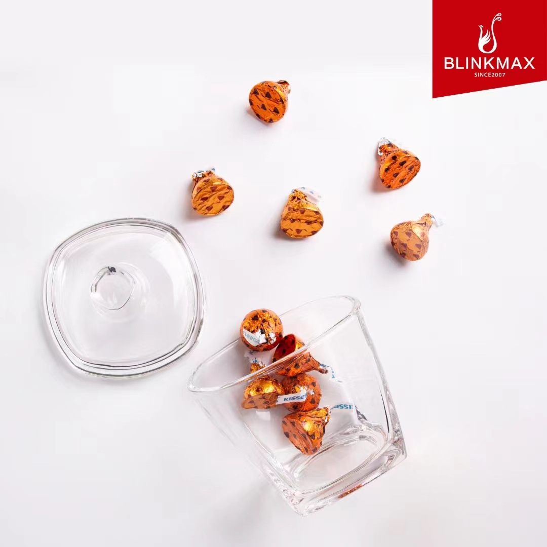 Lizun premium sugar jars, square candy jars, snack and small food storage jars, glass office, restaurant and home storage jars Specification drawing