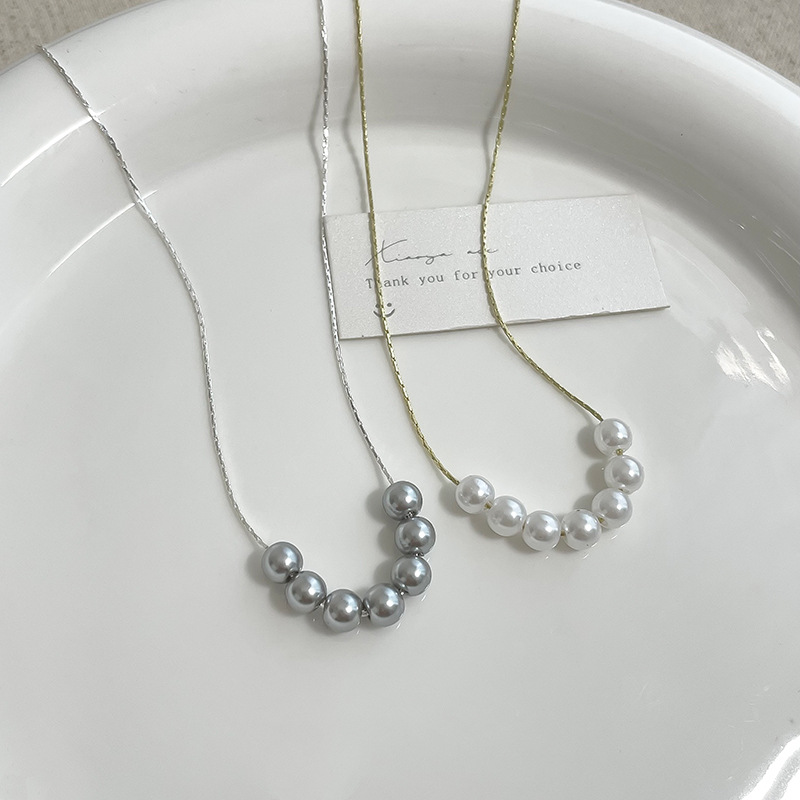 Simple pearl beaded collarbone chain, a new style of elegant accessory for women in 2023, a French light luxury and niche necklace Specification drawing