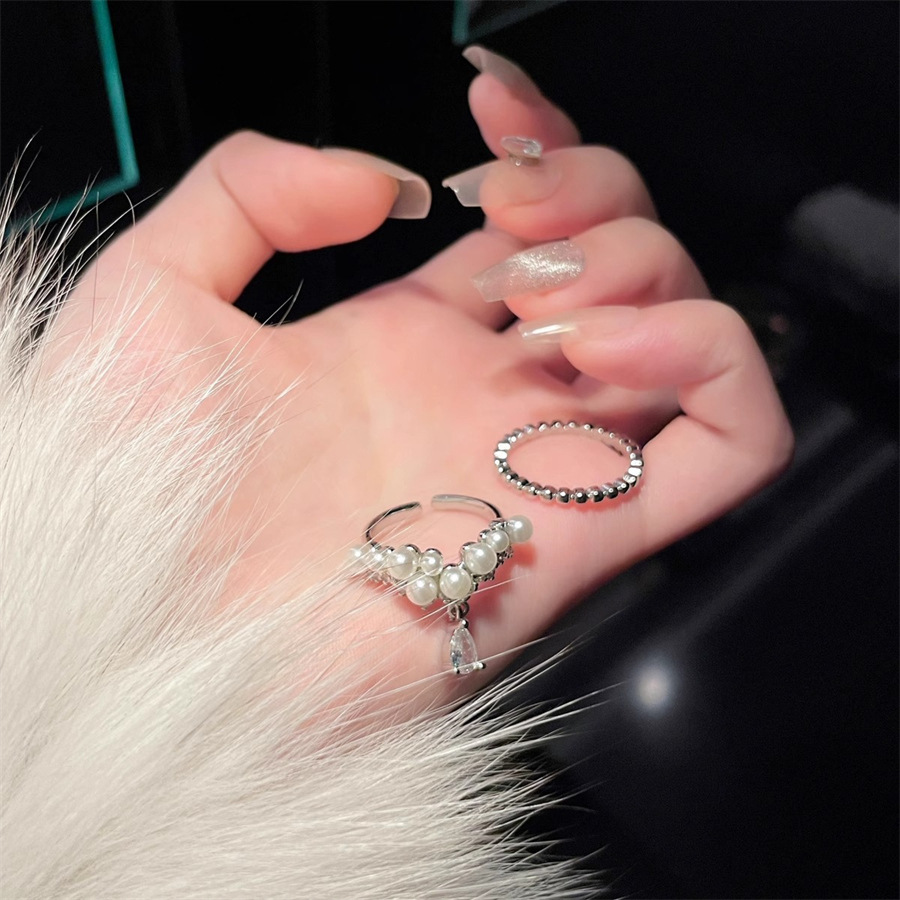Zircon pearl ring for women 2024 New, unique and niche design index finger ring, light luxury and high-end open ring trend details Picture