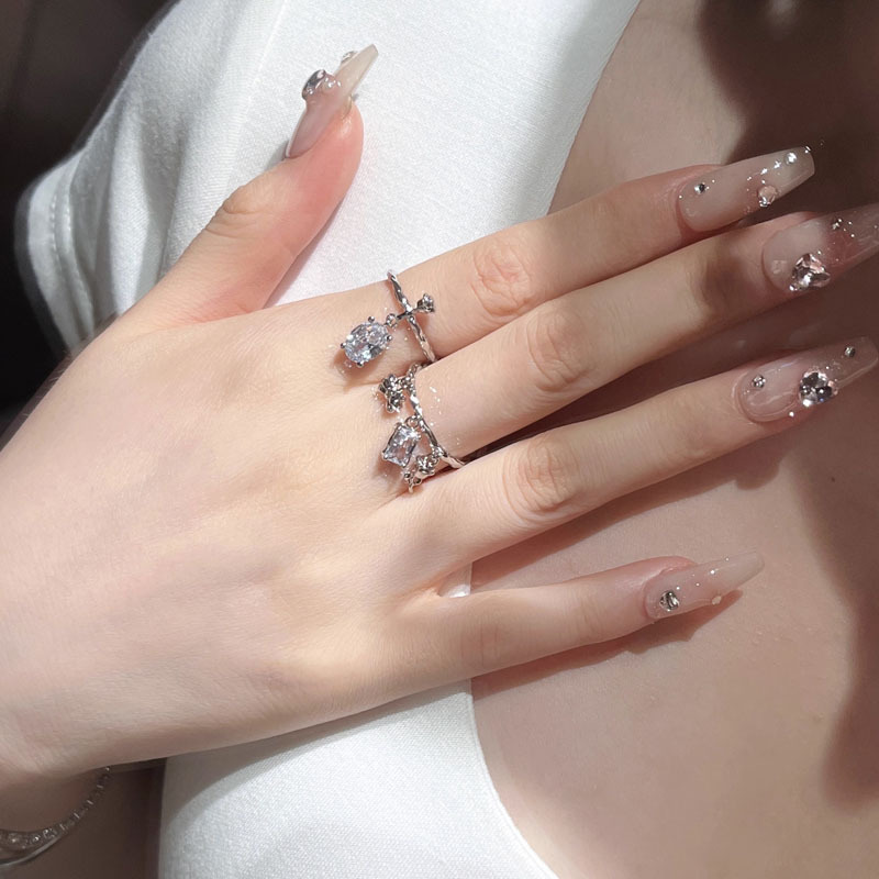 French gentle and exquisite rose bow open ring women's pendant, a niche Instagram cold and elegant quality ring Specification drawing