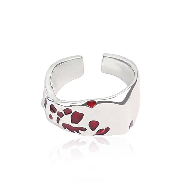 A niche design of a red-spotted glazed open ring for women on Instagram, with a cool and unique hip-hop style Item Picture