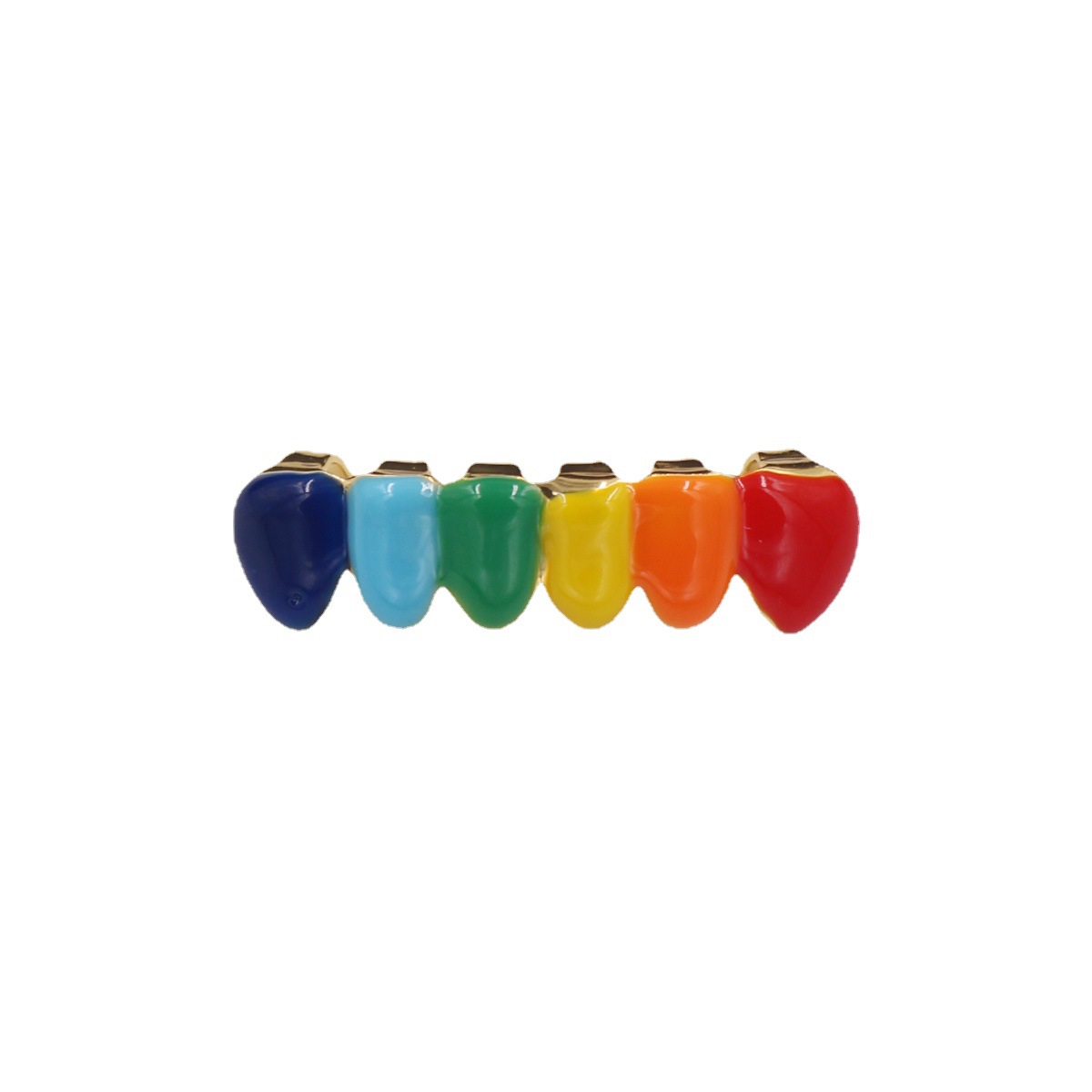 The trendy and fashionable items in Europe and America are buying hip-hop colorful oil drip Wolf tooth Hip-hop nightclub trendsetters Halloween stage props Specification drawing