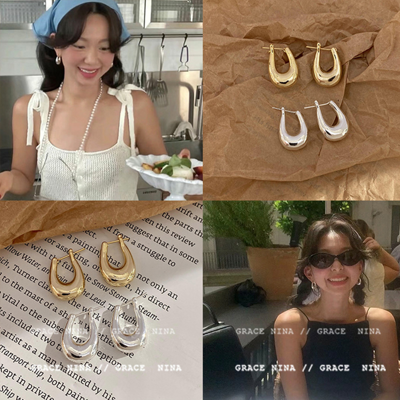 European and American cold style U-shaped earrings for women, 2024 new fever style earrings, simple and trendy exaggerated earrings details Picture