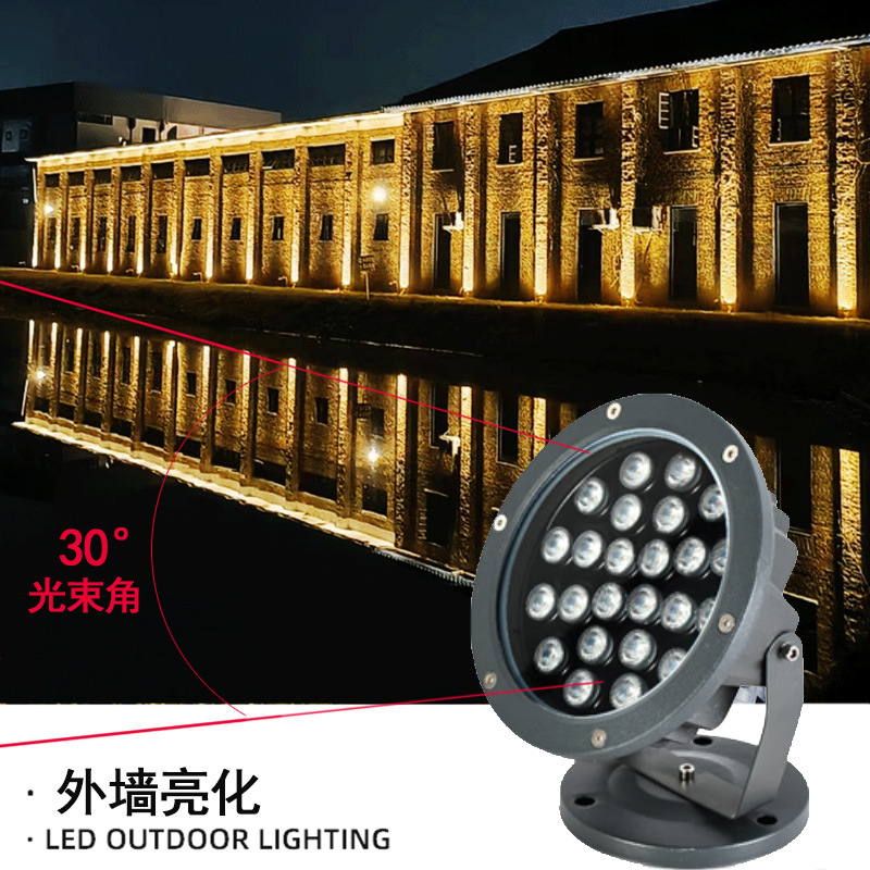 Outdoor waterproof circular floodlight, spotlight, beam of light, garden mud insertion and tree illumination light, ground insertion light, column illumination light details Picture
