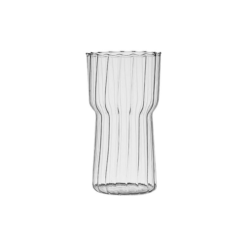 High borosilicate glass cups, iced American coffee cups, vertical striped waist single-layer cups, household milk cups, juice drink cups Item Picture