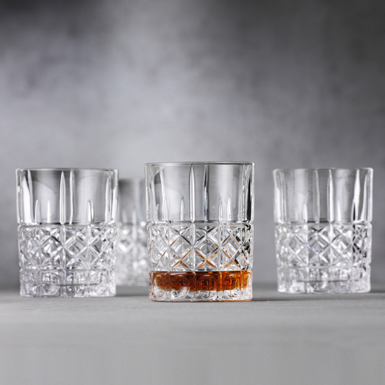 New 2023 products: KING Crystal Brandon Engraved Crystal Glass Whisky Glass, Water Glass and Juice Glass Specification drawing