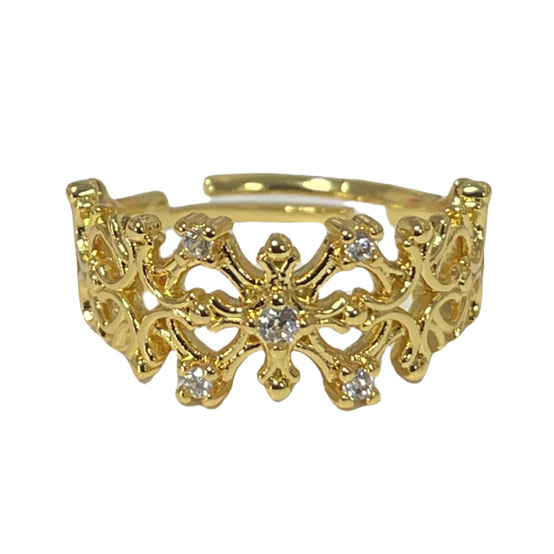 An irregular lace cutout retro fashion ring with a European and American personality, a simple and elegant brushed index finger ring with a cold and elegant style for women Item Picture