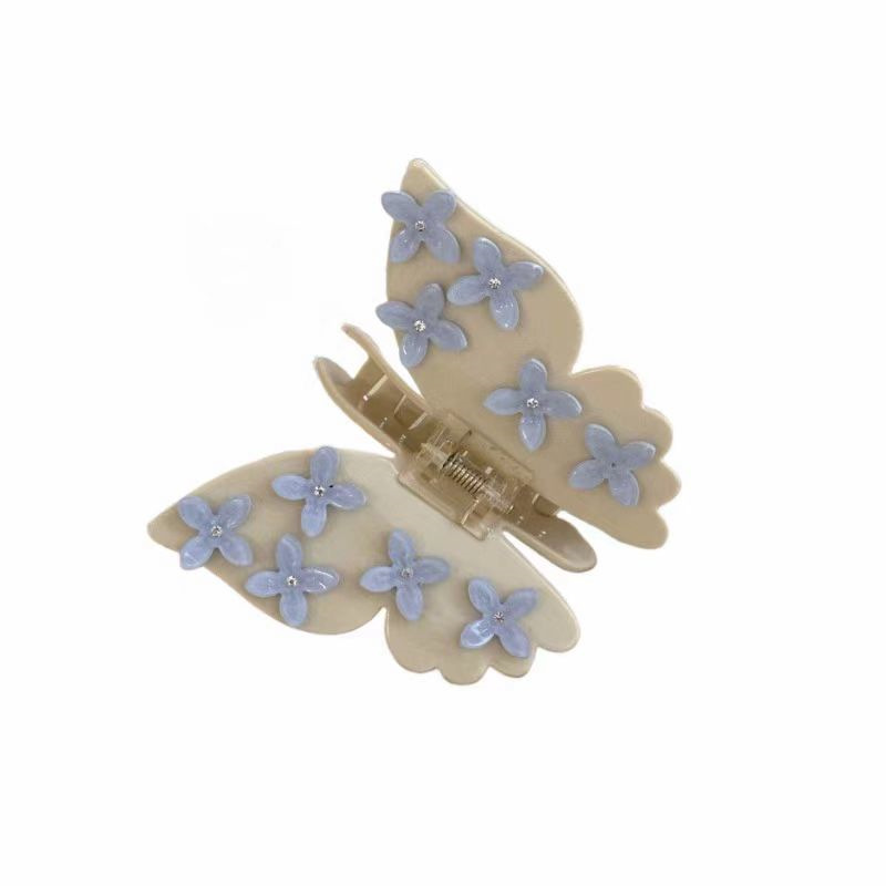 Korean-style butterfly acetate grabber women's flower hair clip with a high-end feel 2024 new back head updo shark clip hair accessory Item Picture