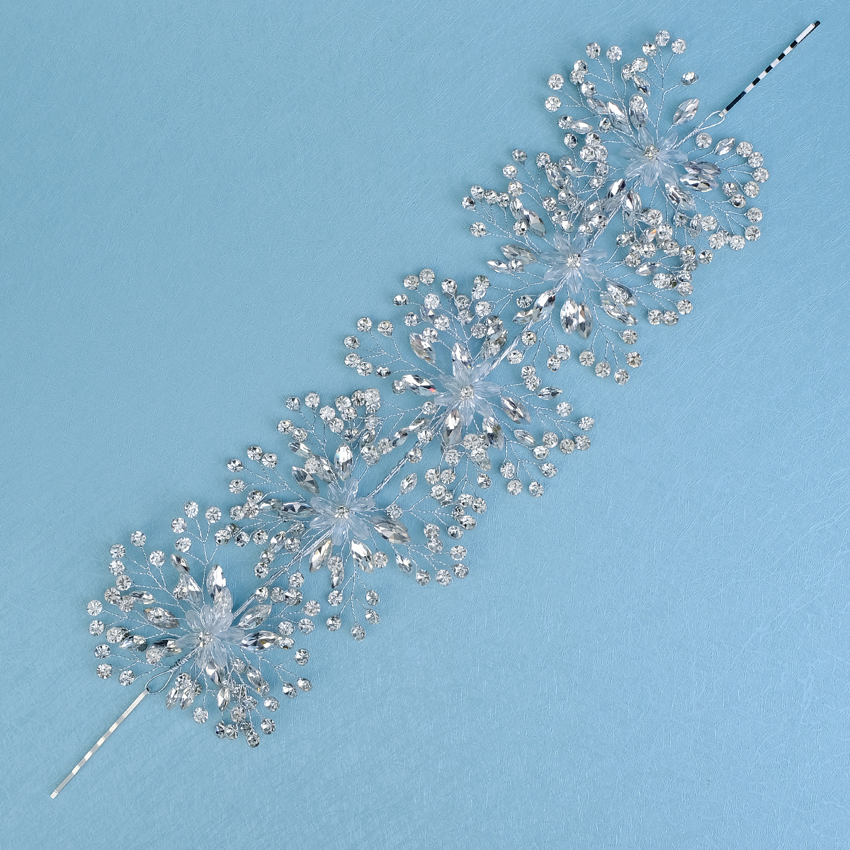 New luxurious and heavy industrial crystal hair bands from Europe and America, wedding headwear for brides, wedding photo accessories, rhinestone tassel hair bands Specification drawing