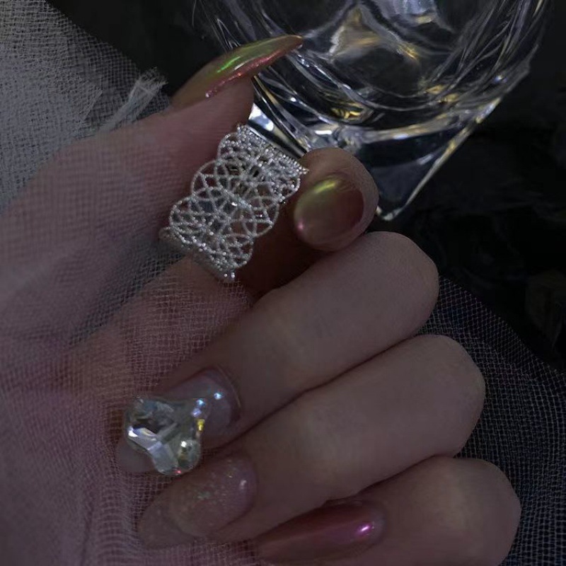 Lace, light luxury, high-end, niche design, sweet and cool feminine charm, food ring, ins, cold style, individual open ring details Picture