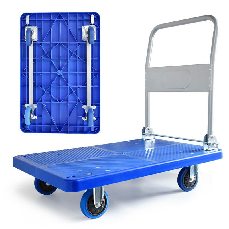 Small trolley, cargo trolley, hand-pulled cart, folding, light and portable transportation, household trailer, flatbed cart, cargo push, small trolley Item Picture